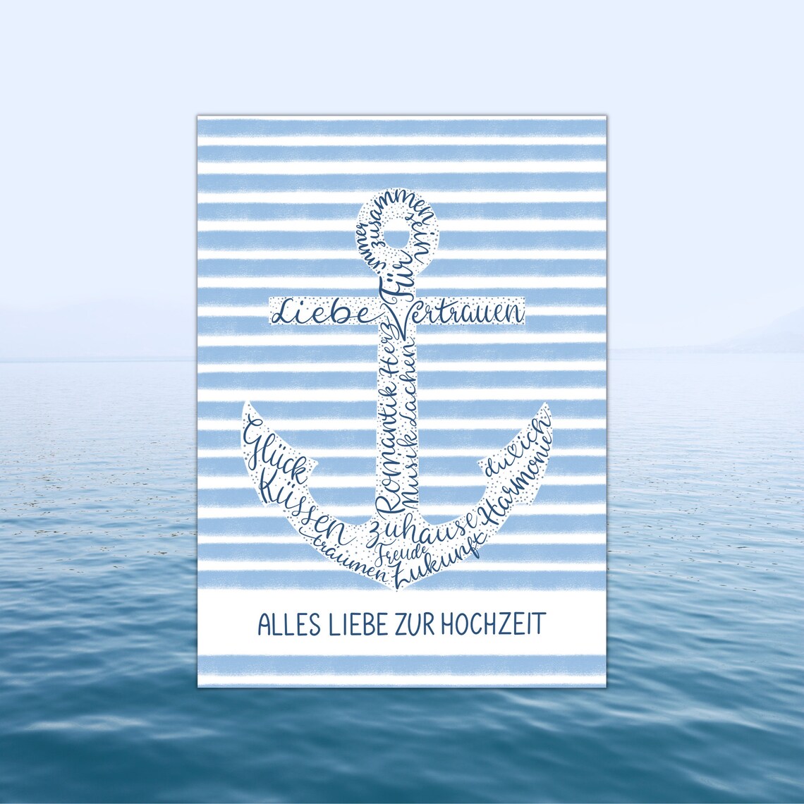 Hochzeitskarte maritim mit Anker Glückwunschkarte Hochzeit Etsy.de