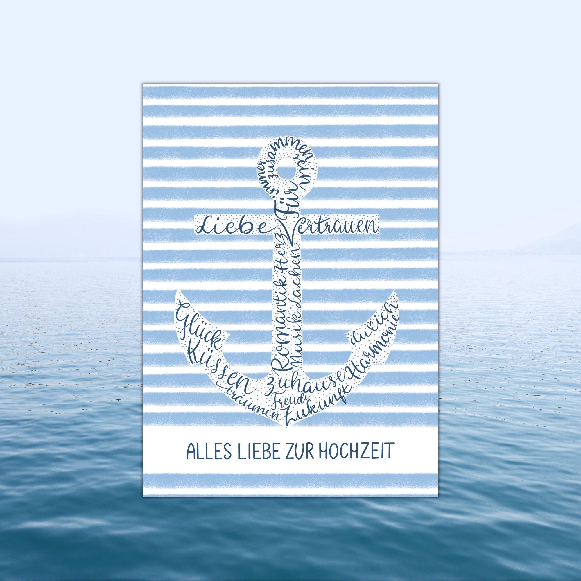 Hochzeitskarte maritim mit Anker Glückwunschkarte Hochzeit Etsy.de