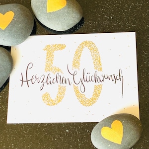 Personalisierte Karte zur Goldhochzeit, Glückwunschkarte 40, Karte 50, Karte 60, Karte 30, Karte 40, Karte personalisierbar mit Zahl