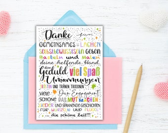 Farewell card for kindergarten teacher, to say goodbye to the daycare center, as a teacher gift and thank you card