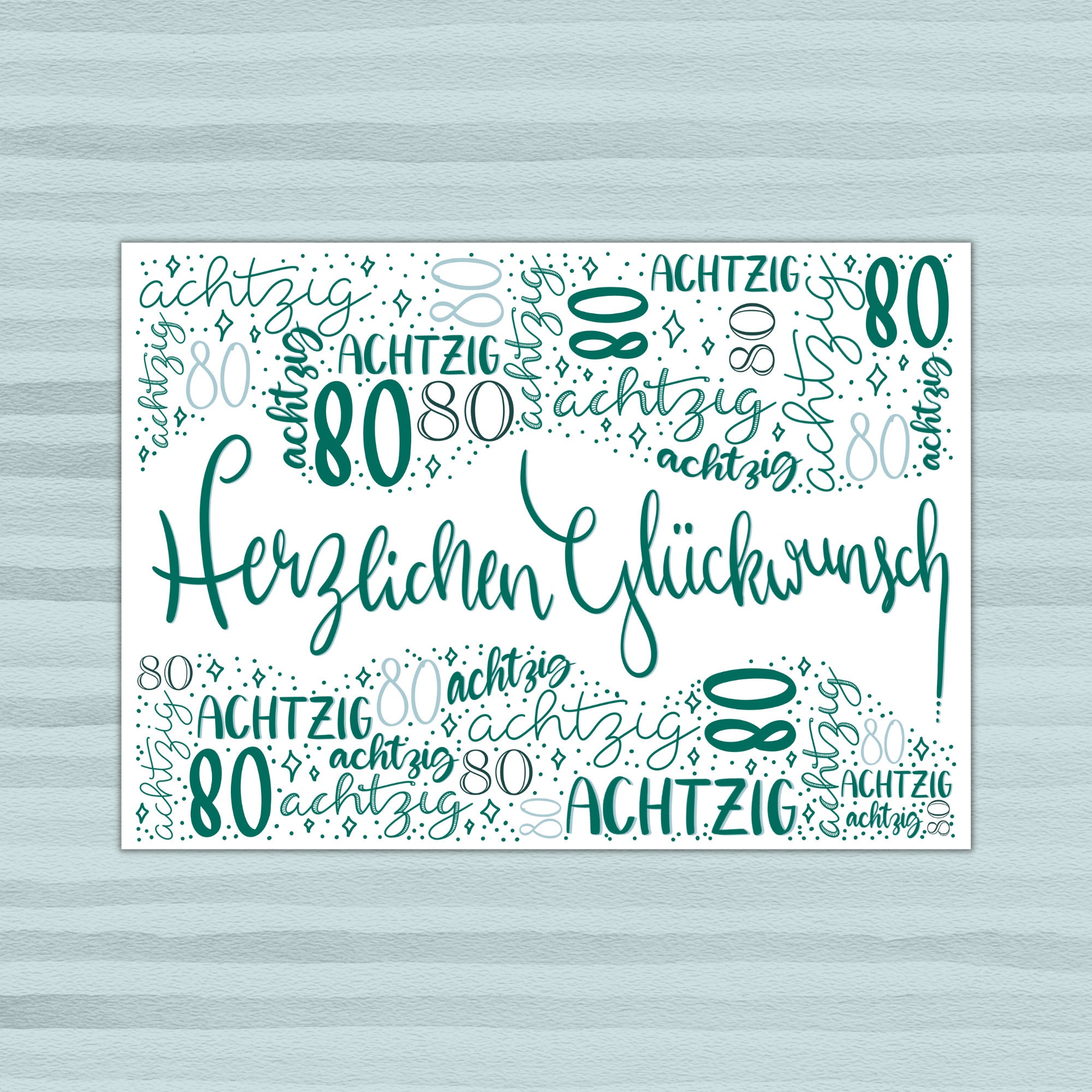 Geburtstagskarte zum 80. Geburtstag Karte zum 80. Geburtstag Etsy.de