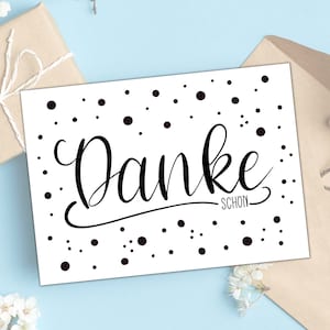 Dankeskarte, Karte Danke sagen | handgeletterte Danke Karte mit Punkten | einfach danke | C6