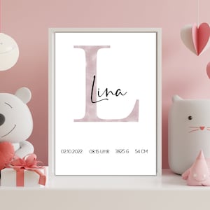 Geburts geschenk personalisiert | Geburtsbild als Geschenk zur Geburt | Geburtsposter mit Geburtsdaten Namen | Geburtsgeschenk Mädchen