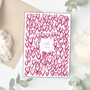 Hochzeitskarte LOVE IS in the AIR | Glückwunschkarte Hochzeit mit Herzen | Karte Valentinstag | Karte love is in the air