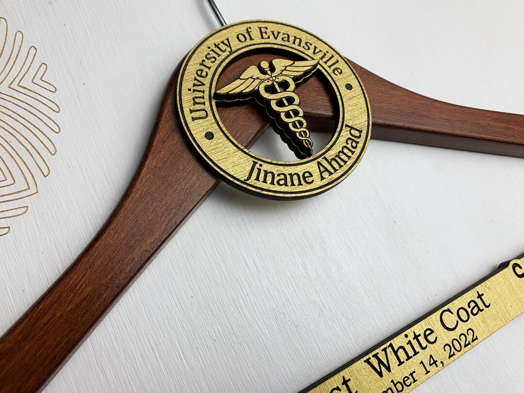 1st White Coat Hanger, Medical School White Coat Ceremony Gift, Custom