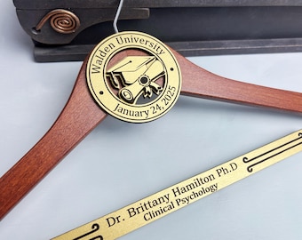 Personalized PhD Graduation Hanger: Engraved Doctoral Gift for New Doctor, Christmas Gift