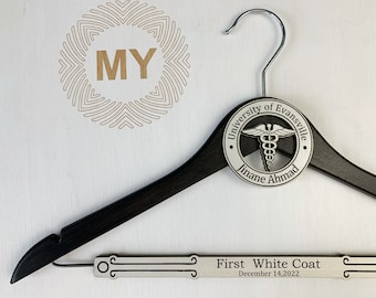 White Coat Hanger, Medical Student Gift, Gift for New Doctor,  Medical School Graduation, 1st White Coat Hanger, First White Coat Gift