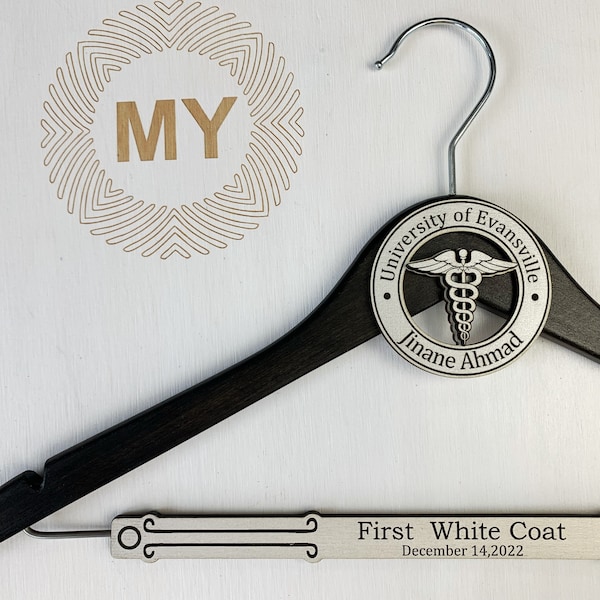 White Coat Hanger, Medical Student Gift, Gift for New Doctor,  Medical School Graduation, 1st White Coat Hanger, First White Coat