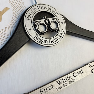 White Coat Hanger, Optometry Gift, Medical Student Gift, Optician Gift Idea, Gift for New Doctor, Gift for Ophthalmologist, First White Coat