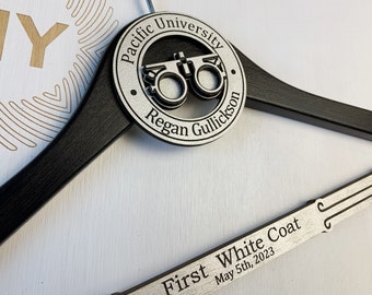 Percha blanca, regalo para optometría, regalo para estudiantes de medicina, idea de regalo para ópticos, regalo para nuevos médicos, regalo para oftalmólogos, primera bata blanca