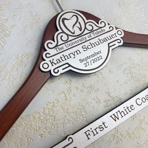 1st White Coat Hanger, Dental School White Coat Ceremony Gift, Custom Hanger for Doctor, Doctor Coat Hanger, Gift for New Dentist