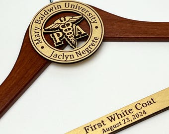 Engraved Hanger to Commemorate White Coat Ceremony Gift - Custom Personalized PA-C Gsft to Order