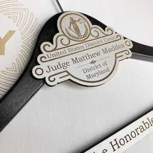 Personalized Hanger for Judge, Custom Hanger, Personalized Gift for Judge, Retirement Gift, Investiture Ceremony Gift, Gift for Lawyer