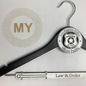 Personalized Police Officer Gift: Engraved Wooden Hanger, Law Enforcement Graduation