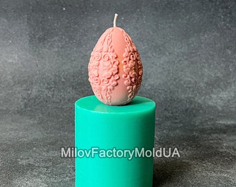 Silicone Mold Easter Egg With Floral Ornament- Easter Egg candle Mold - Egg Silicone Mold - Easter Molds - DIY Easter candle gift