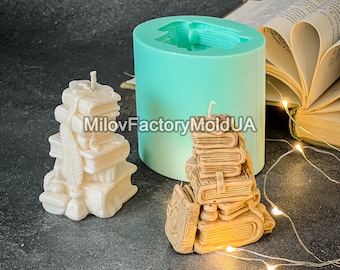 A pile of books mold - Candle mold books - Book candle mold silicone - Candle making mold - Candle mold unique - Candle wax mold pillar
