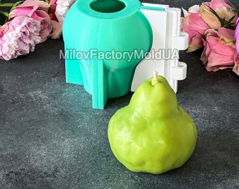 3D Pear candle mold silicone - Silicone candle mold pear - Pear soap mold - A whole pear silicone mold - Pear mold for candle soap making
