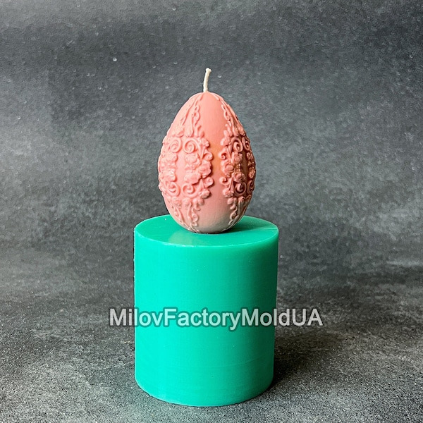 Easter Egg With Flower Ornament Candle Silicone Mold - Easter Egg Mold - Egg Silicone Mold - Easter Molds