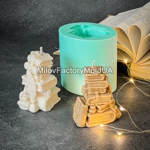 A pile of books mold - Candle mold books - Decorative candle mold - Candle making mold - Candle mold unique - Candle wax mold pillar