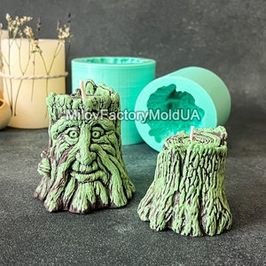 Soul of Forest mold & Stump mold - Leshy Slavic myth&#39;s Soul of Forest silicone mold - Master of Forest candle mold Forest Stump candle mold