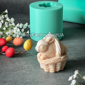 Rabbit in a basket mold - Bunny candle mold - Candle mold rabbit - Easter mold candle - Easter mold soap - Rabbit mold - Rabbit candle DIY