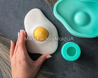 3D Egg candle mold - Concrete mold egg white - Silicone Candle mold fried egg set - DIY creative candle egg - Concrete + wax molds fried egg