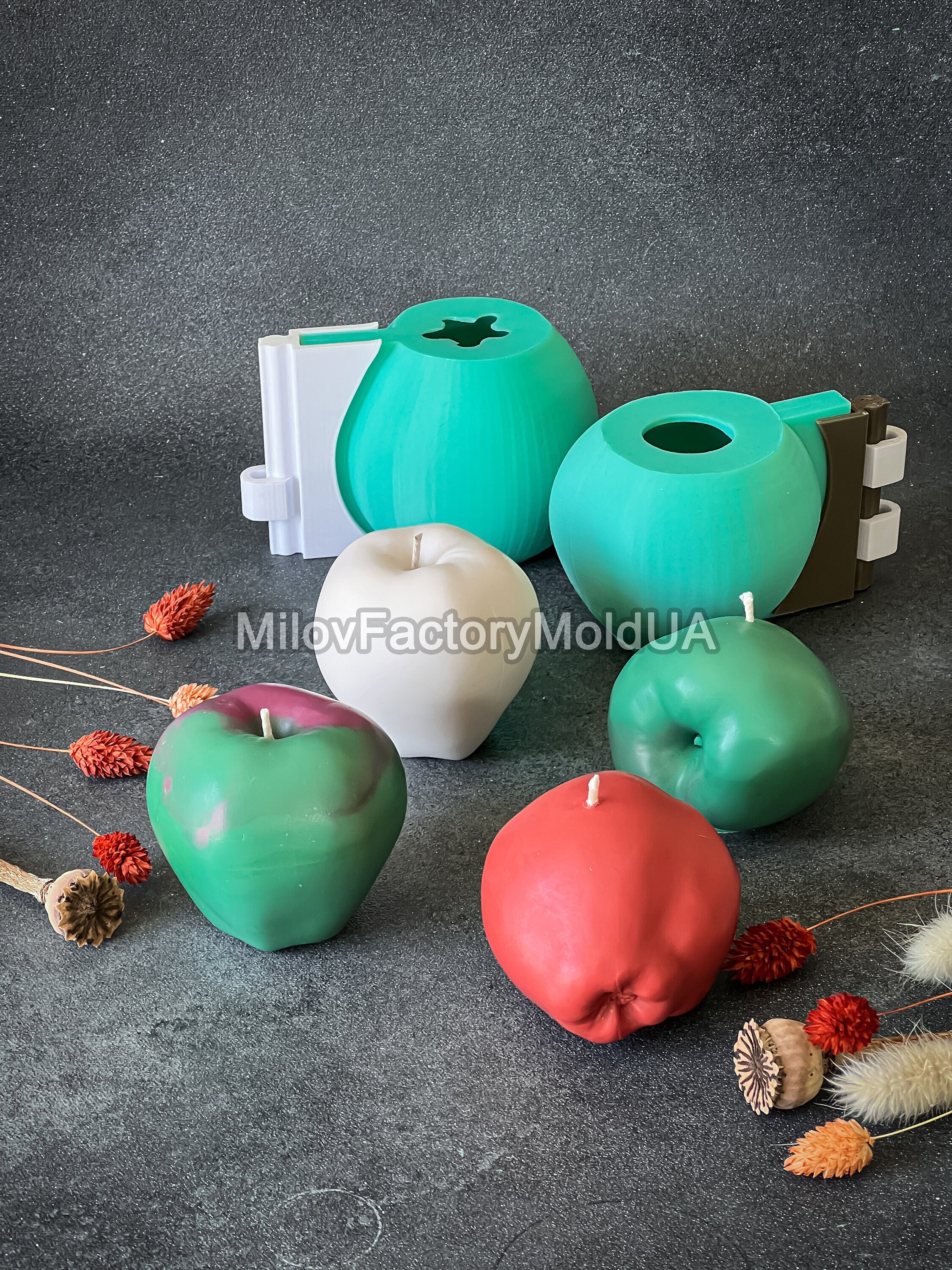 3D Apple silicone mold - Apple candle mold - Silicone mold apple - Apple soap mold  -  DIY apple candle mold - Unique candle soap mold apple