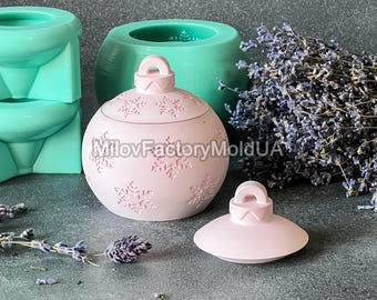 Christmas Candle pot mold - Christmas globe silicone mold for concrete candle vessel mold Christmas toy Plaster candle jar silicone mold