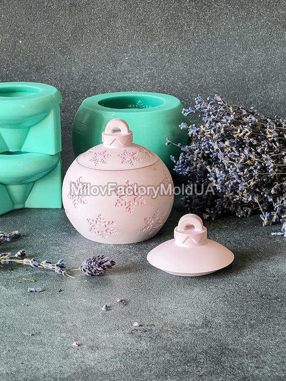 Christmas Candle pot mold - Christmas globe silicone mold for concrete candle vessel mold Christmas toy  Plaster candle jar silicone mold