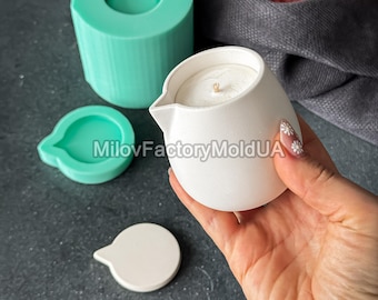 Silicone Mold Massage Candle - Concrete Jesmonite Jar Massage Candle Mold - Silicone Mold Massage Candle Vessel - Candle Container Mold