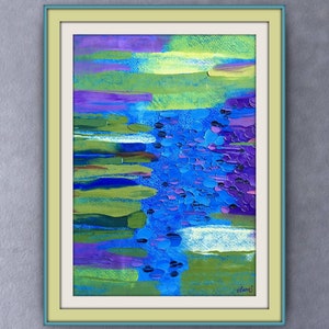 Pintura de nenúfares, Ilustración botánica al óleo, Pieza original de óleo acrílico, Obra de arte Impasto, Pintura de flores en 3D, Arte moderno de pared floral
