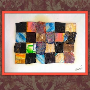 Pintura acrílica abstrata original, Arte minimalista, Pintura geométrica, Arte em resina epóxi, Pintura de colagem moderna, Decoração de parede, Decoração de arte para casa