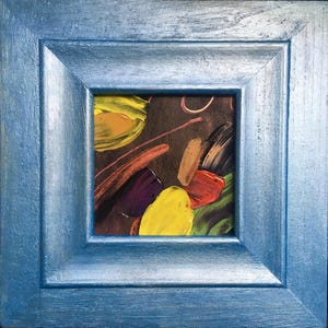 Mini obra-prima floral vibrante - óleo impasto e acrílico abstrato, arte de parede pintada à mão