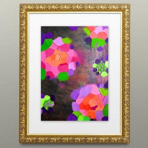 Pintura al óleo botánica, Pieza de óleo acrílico original, Obra de arte Impasto, Pintura de flores en 3D, Arte moderno de la pared floral, Arte colorido de la pared del jardín