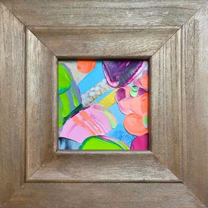 Pintura al óleo impasto en miniatura, Obra de arte impresionista abstracta, Pintura acrílica original, Mini arte mural, Pintura floral colorida en 3D