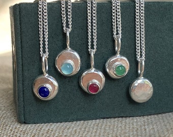 Nugget pendants - birthstones and hammered