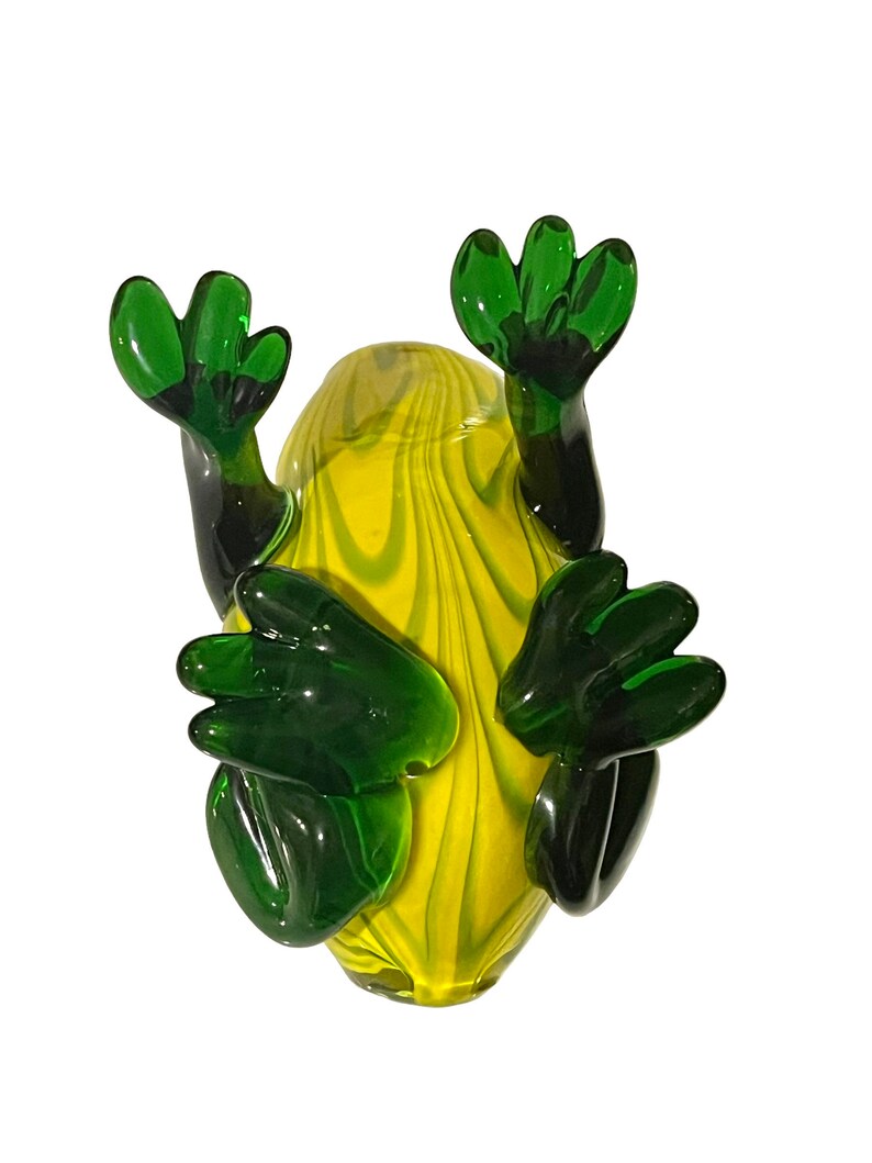 Murano Hand Blown Glass Frog Paperweight Figurine Yellow and Etsy