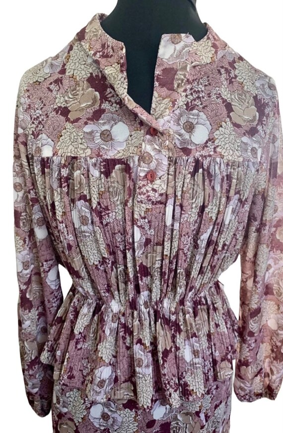 M | 1950s Hand Painted Novelty Print Semi Sheer Dress