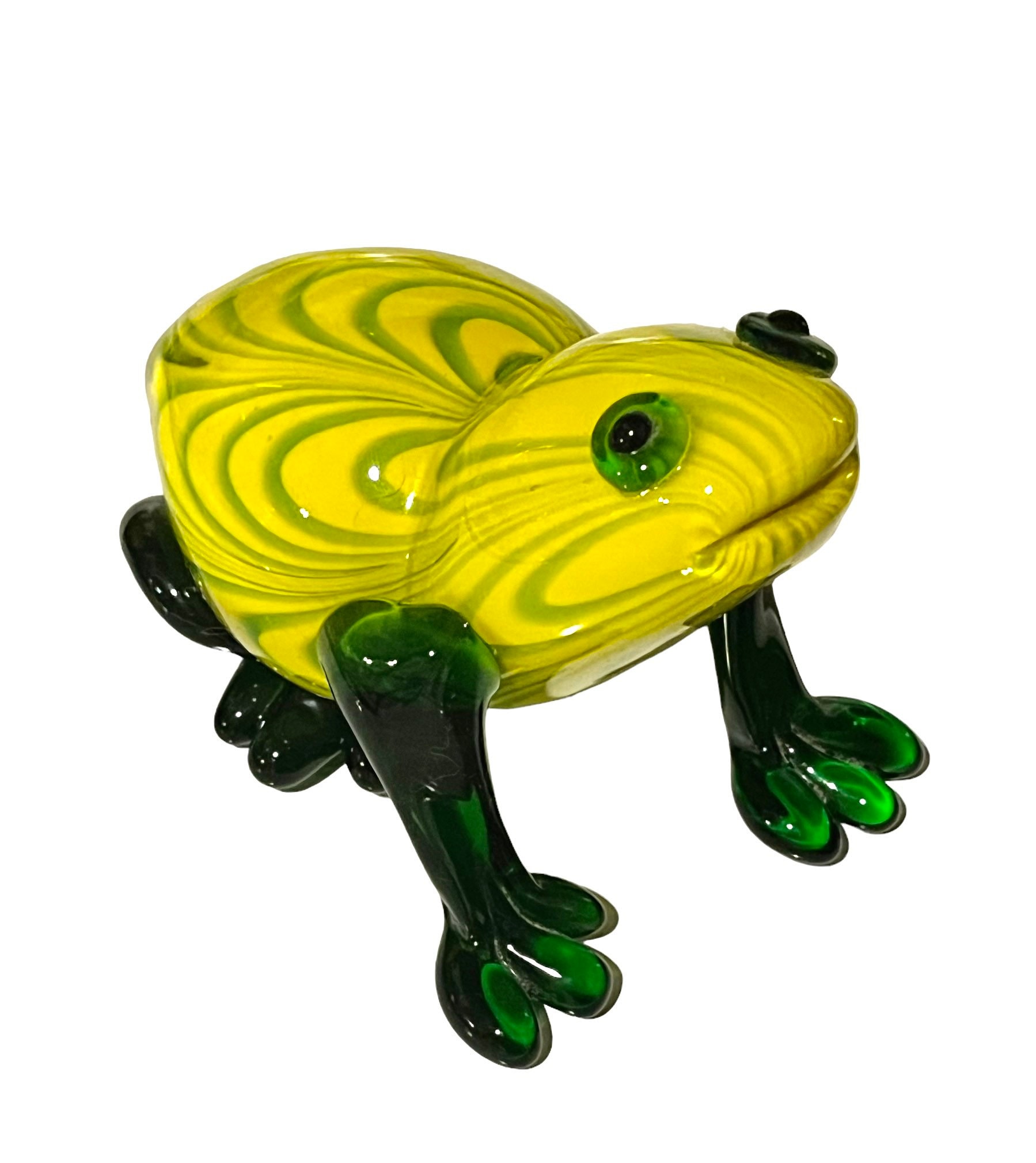 Murano Hand Blown Glass Frog Paperweight Figurine Yellow and Etsy