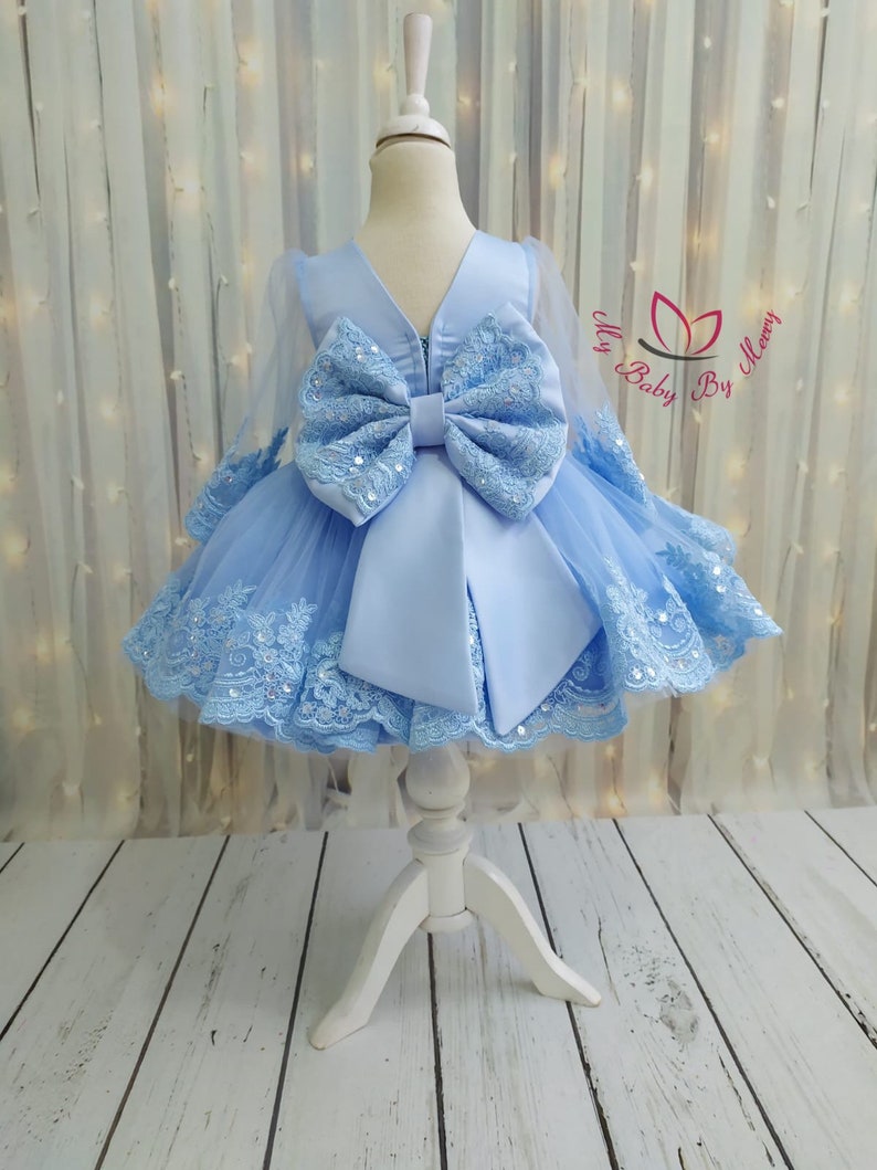 Baby Sky Blue Baby Dress Blue Baby Dress Sky Blue Toddler Etsy