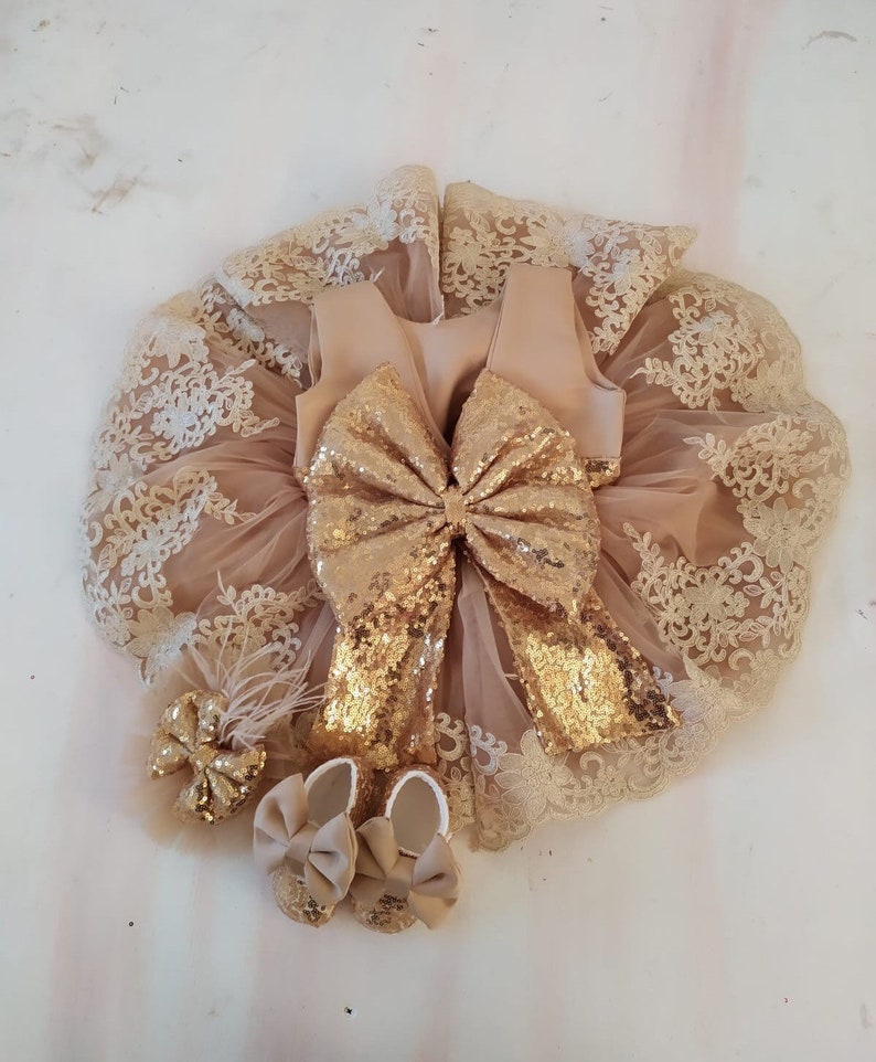 Golden Dress for Baby Girl First Baby Dress Fast Shipping Etsy