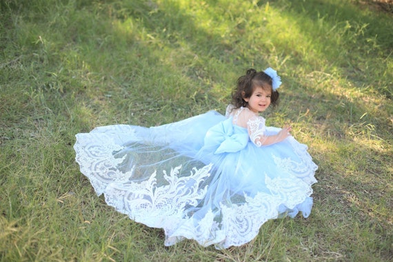 Azul cielo flor niña vestido para niña niña niño fiesta de - México