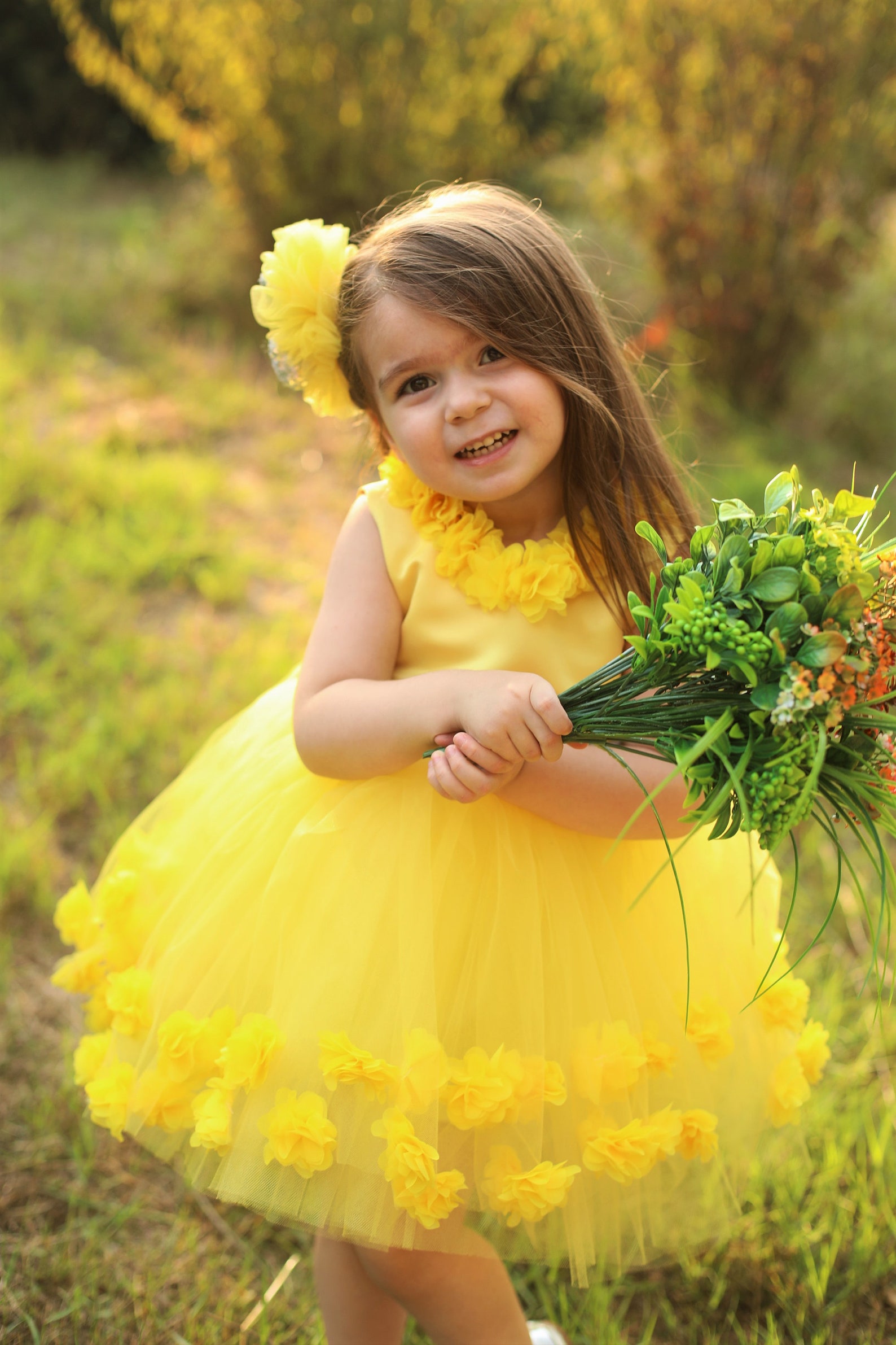 Flower Baby Girl Dress Yellow Special Occasion Yellow Dress Etsy