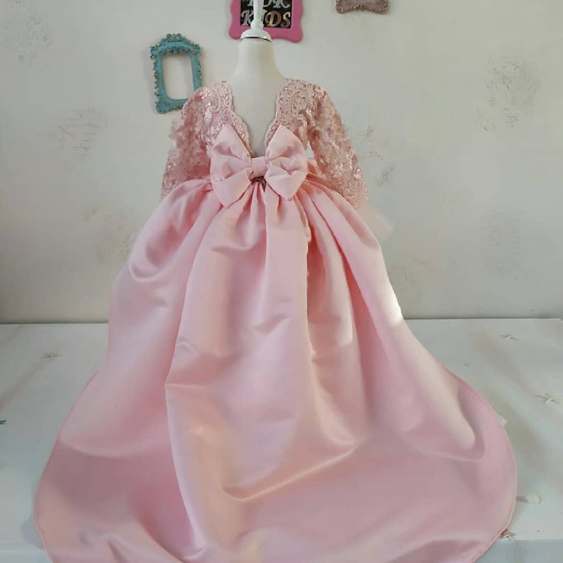 custom made dress for kid Baby girl dress for special occasion,pageant first birthday party dresses princess pink color dress for children