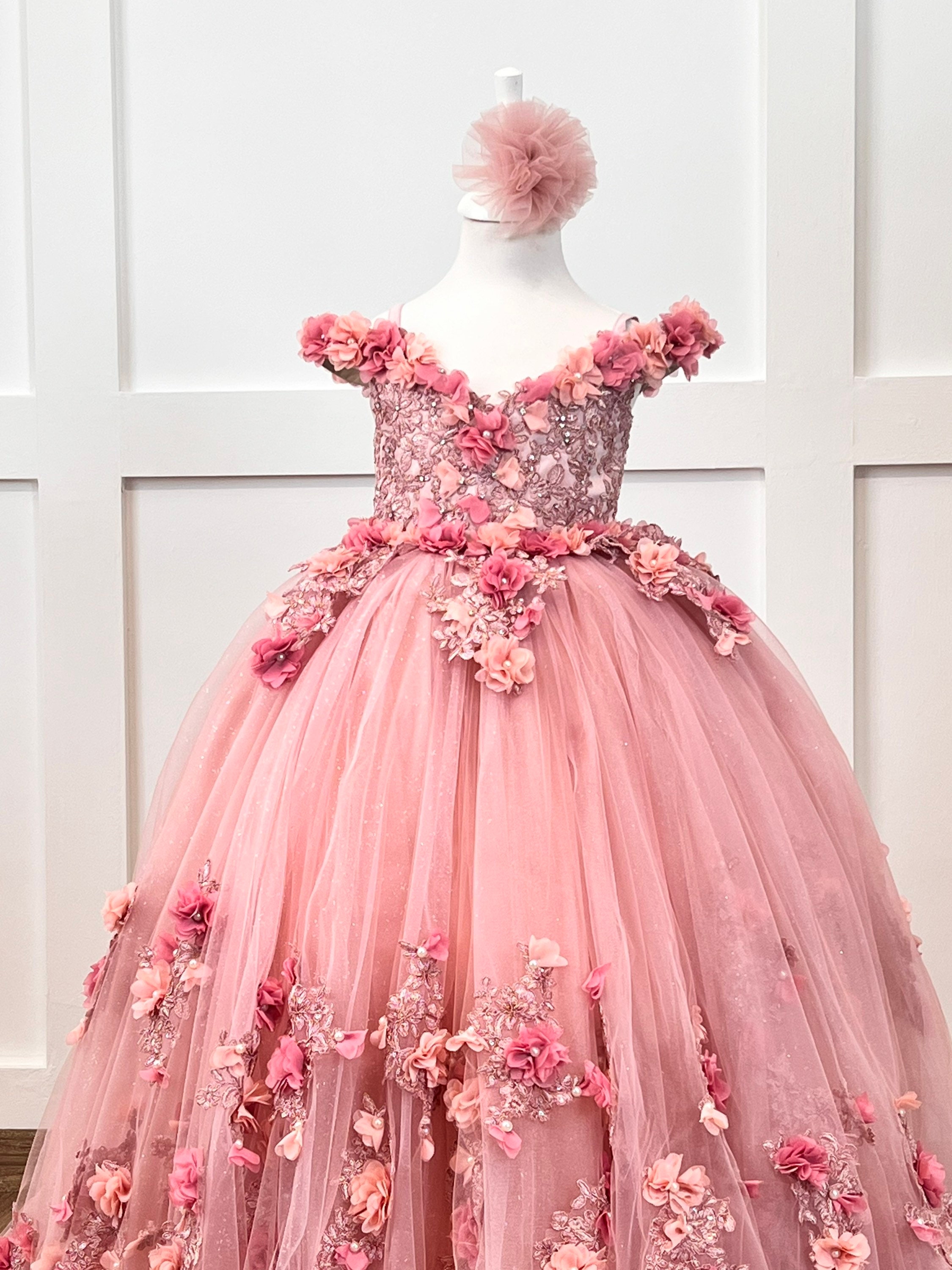 3d Flower Girl Dress Sweet 16 Quinceanera Gown Blush Pink - Etsy UK