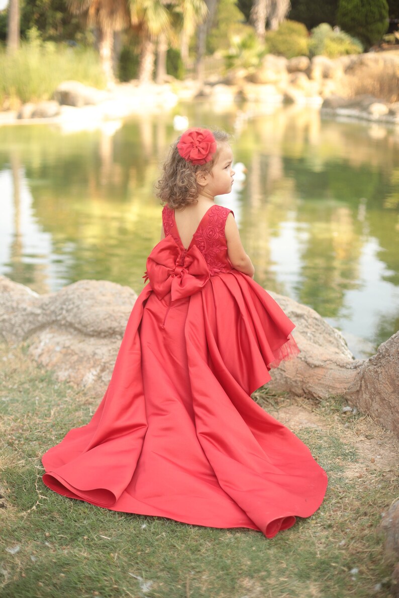 Red Baby Girl Dress for Special Occasion Long Toddler Gown Etsy