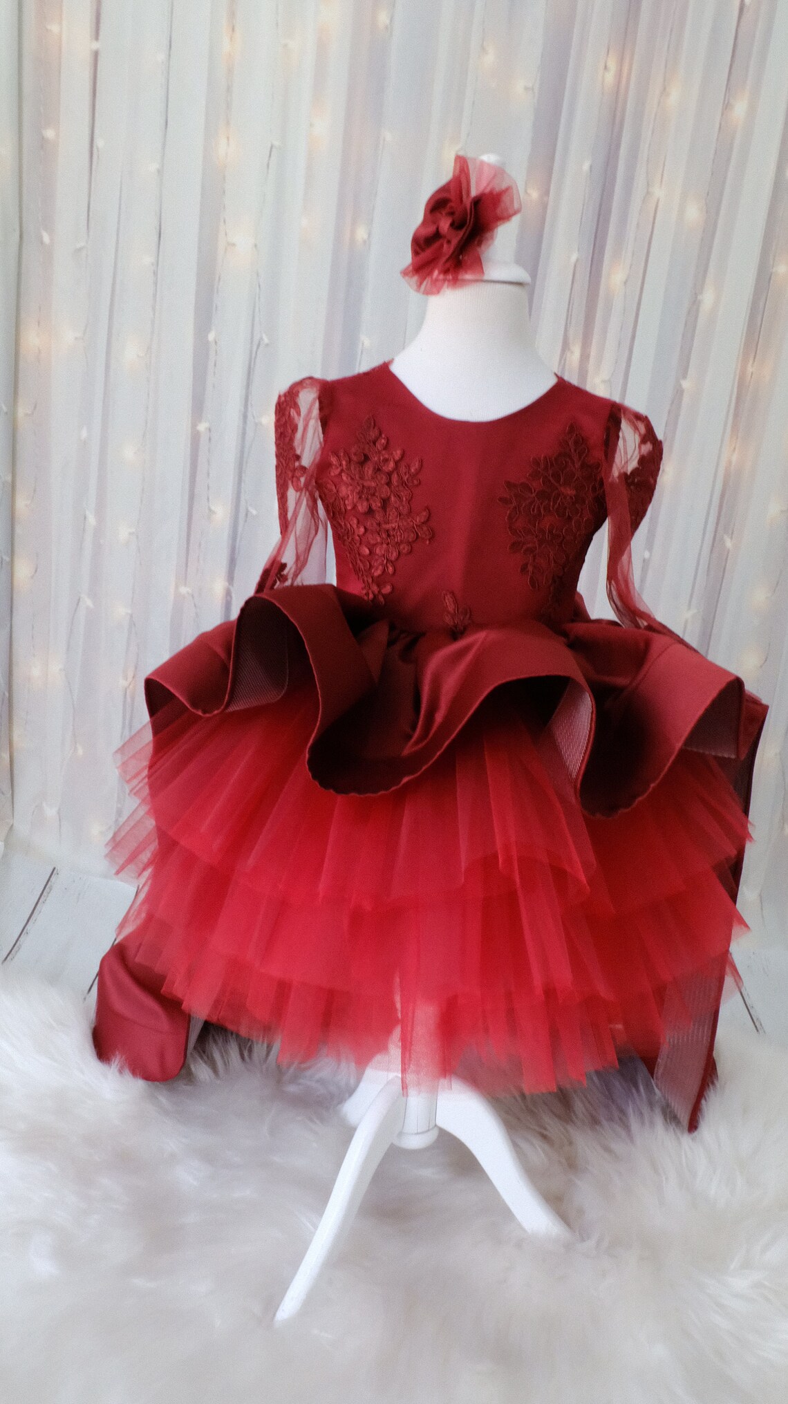 Baby Girl Red Dress for Special Occasion Birthday Burgundy Etsy