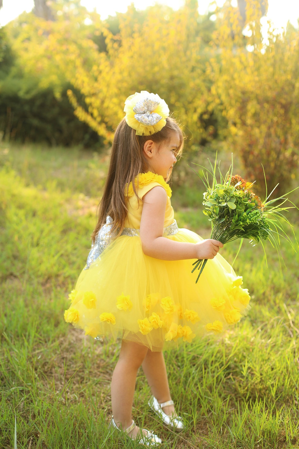 Flower Baby Girl Dress Yellow Special Occasion Yellow Dress Etsy