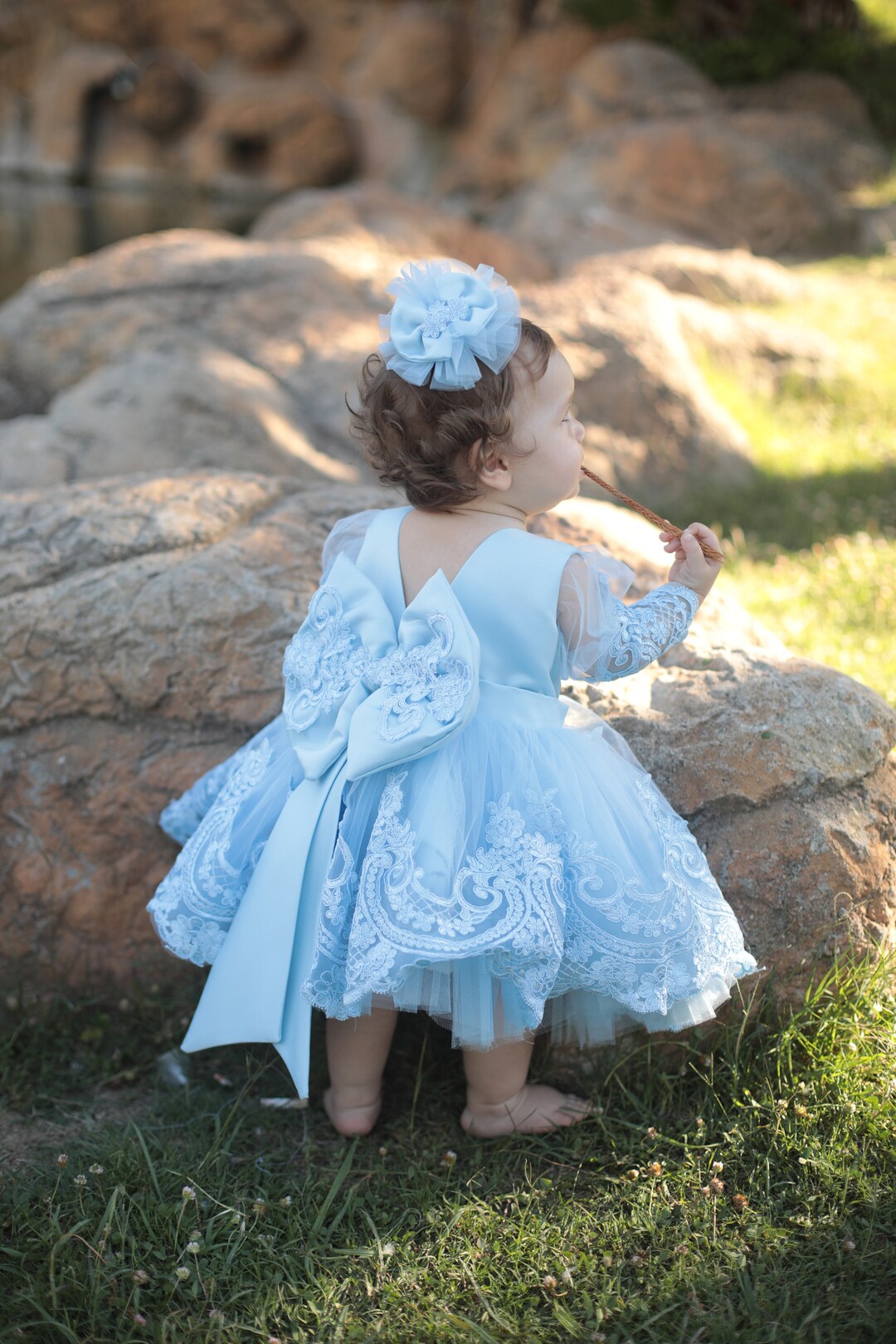 Baby Sky Blue Baby Dress Blue Baby Dress Sky Blue Toddler Etsy