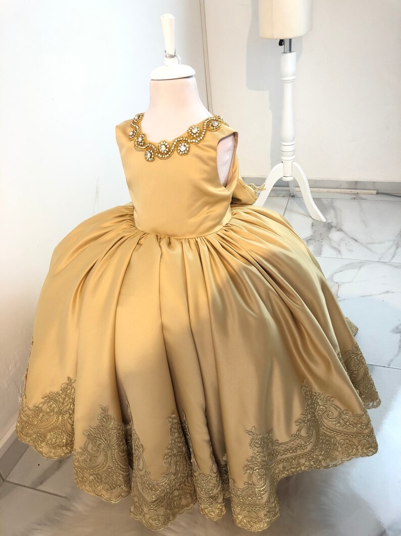 Gold Tulle Lace Formal Flower Girl Dress For Special Occasion Etsy